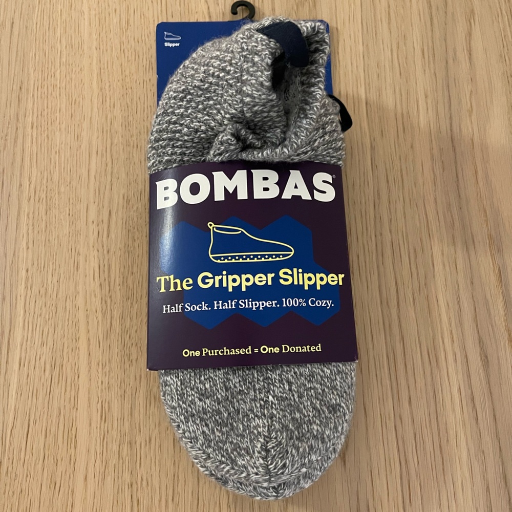 Bombas Gray Gripper Slipper Socks
